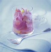 Rhubarb with grapefruit in rose water