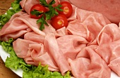 Cold cut platter with boiled ham (close-up)