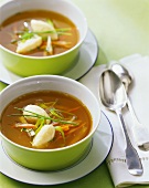 Vegetable bouillon with cheese dumplings