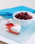 Coconut parfait with cherry compote