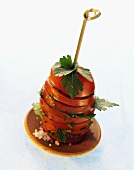 Tomatoes on cocktail sticks with parsley