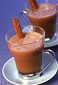 Chocolate drink in glass cups
