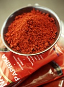 Paprika in bowl and in packaging