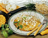 Omelett mit Mais und Sojasprossen