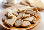 Sweet pastry biscuits (shortbread) in various shapes