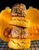 Pumpkin scones piled up into a tower