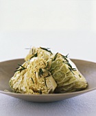 Steamed white cabbage with rosemary