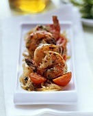 King prawns with vanilla onions and cherry tomatoes