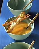 Fish soup with cheese baguette from Provence