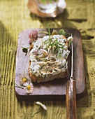 Farmhouse bread with herb butter and daisies