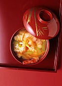 Rice soup with celery and shrimps (Asia)