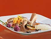 Marinated boiled beef fillet with root vegetables & horseradish