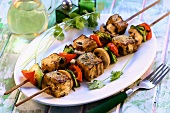 Barbecued aubergine kebabs