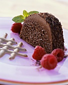 Chocolate terrine with raspberries