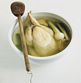 Chicken broth with spring onions