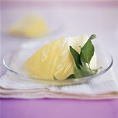 Lemon blancmange with fresh mint