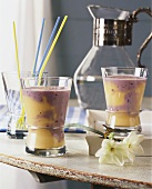Blueberry and peach drinks with yoghurt (party drink, Sweden)