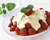 Fresh strawberries with advocaat cream