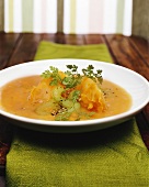 Red lentil soup with carrot dumplings