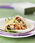 Vegetable strudel with yoghurt sauce