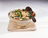 Chicken soup with vegetables and noodles (China)