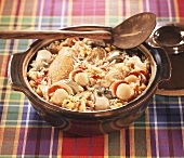Jambalaya with chicken, scallops and oysters