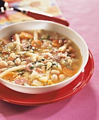 Bean soup with ham and macaroni