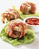 Lamb fillet sandwiches wrapped in bacon