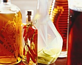 An assortment of home-made spirits in bottles