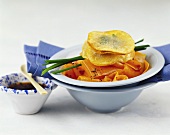 Carrot salad with potato crisps