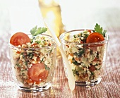 Bulgur wheat salad with peppers and tomatoes