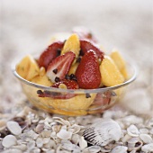 Strawberry and mango salad with chocolate chips