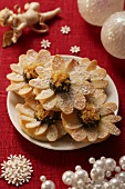 Christmassy almond biscuits on plate