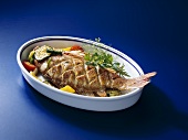 Fried fish with Mediterranean vegetables
