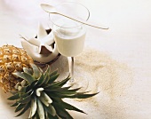 Yoghurt, pineapple, coconut and unrefined sugar