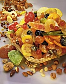 Still life with candied fruit and nuts