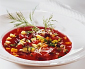 Cabbage soup with beetroot (Russia)