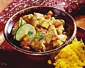 Chicken curry with saffron rice (India)