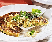Potato rosti with toasted cheese topping