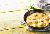 Cauliflower omelette in frying pan