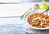 Vegetable soup with sheep's cheese and garlic (Greece)