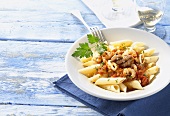 Penne with seafood and tomatoes (Greece)