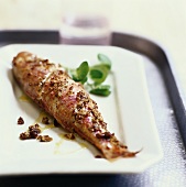 Fried red mullet with mustard crust