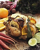 Chicken with citrus fruits