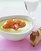 Cold avocado soup with gravlax and keta caviar