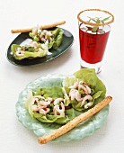 Shrimp salad with raspberry cocktail