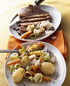 Tafelspitz (boiled beef) with vegetables and horseradish