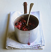 Stewed berries in a pan