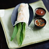 Vietnamese spring roll with two dips
