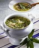 Bean soup with pearl barley and sage